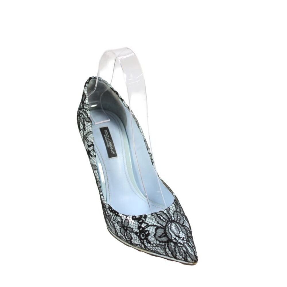 Dolce and Gabbana Womens Kate Corded Lace Pointed Toe Heels Blue Size 6.5